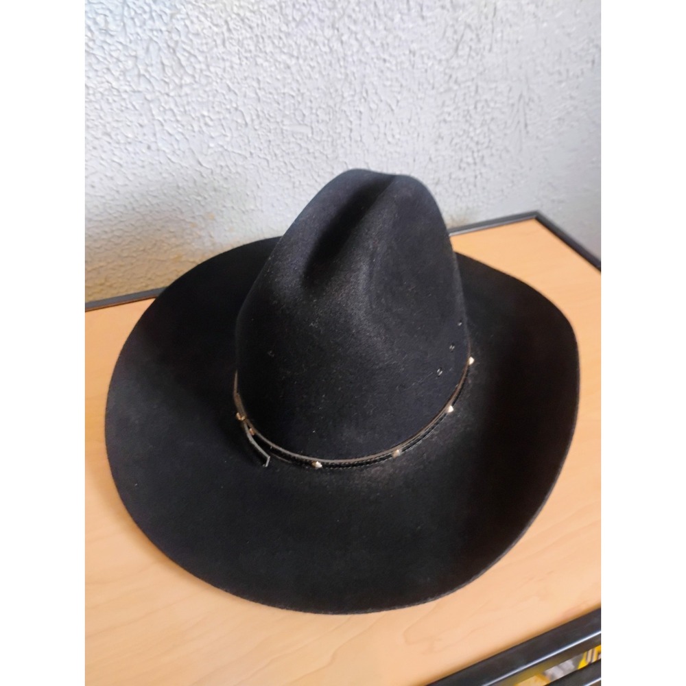 Stetson Men's Vintage Cowboy Hat 100% Wool Black Split Rail 334 Rim Brim Rare